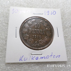 10 penniä 1910 kulkematon tasaisesti hienosti patinoitunut - pikkukuva 5