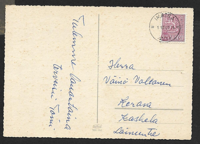 Postilähetys - Yl.m. 0,25 1963(LAPE 563) Imatra 1.10.1969