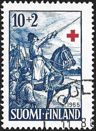 1955 Punainen Risti 10 + 2 mk leimattu LaPe 447