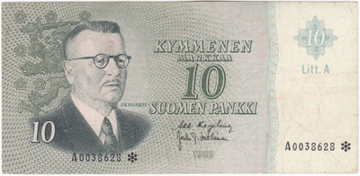 10 Markkaa 1963 Litt.A A-tähti, kl.4