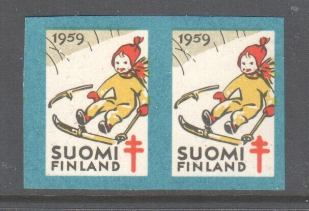 1959  Tub joulumerkki hammastamaton pari postituoreena.