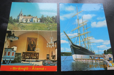 2 KPL ÅLAND POSTIKORTTEJA 1981 KULKENUT JA KÄYTTÄMÄTÖN