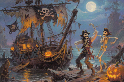 Halloween merirosvoluurangot ja laivan hylky