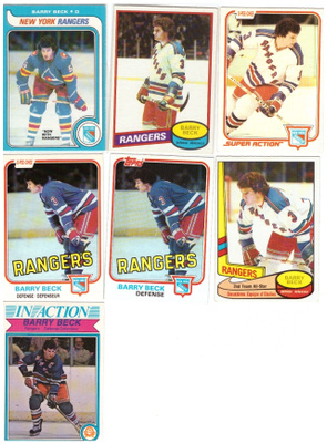 7 x BARY BECK New York Rangers Vanhoista Sarjoista
