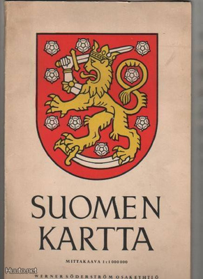 Suomen kartta 1:1000000, WSOY 1960, Koko 75x120 cm