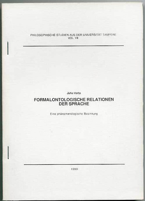 Juha Varto: Formalontologische Relationen der Sprache: Eine
