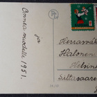 Eeli Jaatinen Jouluseimi joulukortti + joulumerkki 1950 - pikkukuva 2
