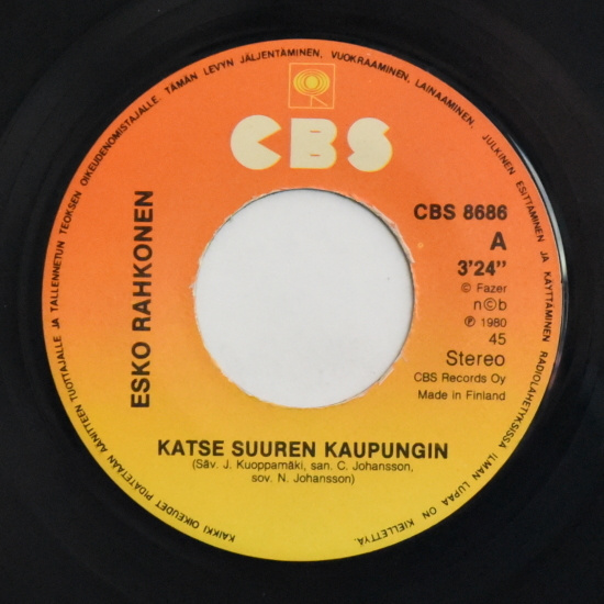 Single: Rahkonen, Esko - Katse suuren kaupungin / Rakkauden.