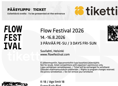 Flow 3 päivän Festivaali lippu 2026