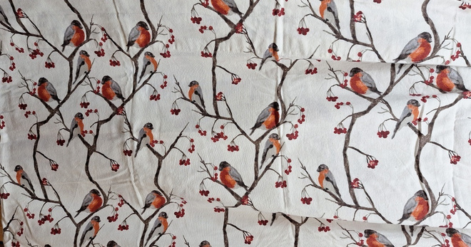 Kappa verho 56x225 cm punatulkkuja