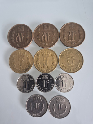 Luxemburg kolikot eri arvoja ja vuosia francs (14598)