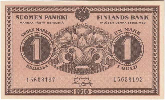 1 Markka 1916, 8 numerolla, kl.8