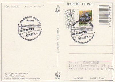 ERIKOISLEIMA , Posti--ja Telefilatelistit, Helsinki 6.9.1999