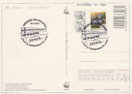 ERIKOISLEIMA , Posti--ja Telefilatelistit, Helsinki 6.9.1999
