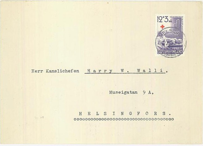 1951 PR 12mk lähes loistoleimainen paikalliskirjeellä