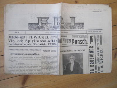 Sanomalehti :  Fri 1.6.1906 (ensimmäinen numero)