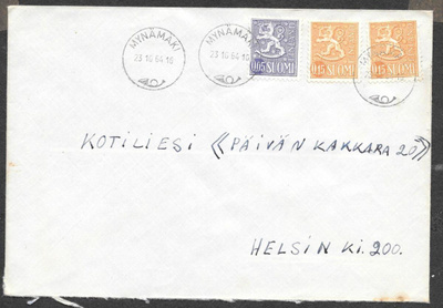 Postilähetys - Yl.m. 5p+15p (LAPE 571+562) Mynämäki 23.10.64
