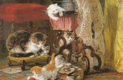 Henriette Ronner-Knip: Kissanpennut (isohko taittokortti)