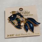 Vintage kala free Nick gold plated rintaneula – emaloitu - pikkukuva 1