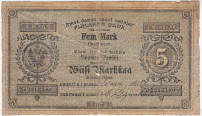 5 Markkaa 1878 kl.2