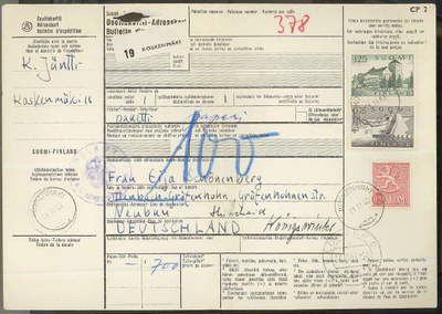 1963 postipaketti Saksaan, mm 125 (mk) Turun linna