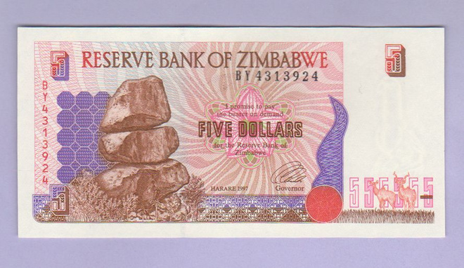 Zimbabwe 5 Dollars v.1997 UNC P-5