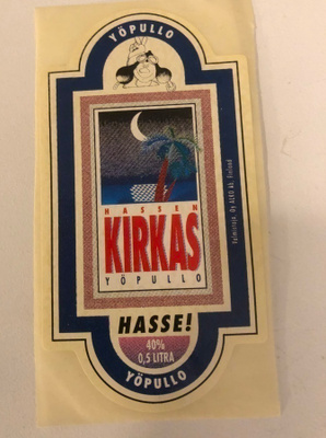 Hassen kirkas yöpullo -tarra