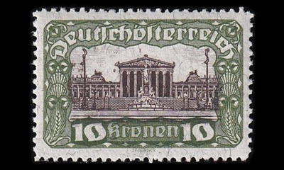 Itävalta 290A ** Parlamenttirakennus 10 Kr (12½) (1919)