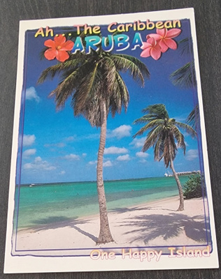 Ah...The Caribbean ARUBA + postimerkki kortissa, kulkenut pk