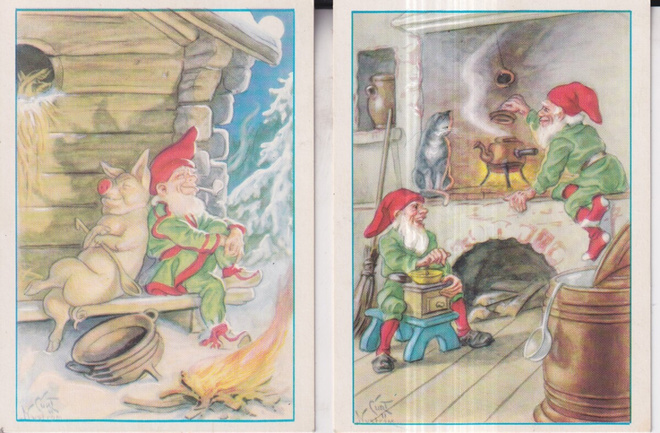 Curt Nyström, God Jul. kaksi pikkukorttia  .  e221