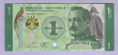 Guatemala 1 Quetzal v.2024 UNC P-129 (Comm.)