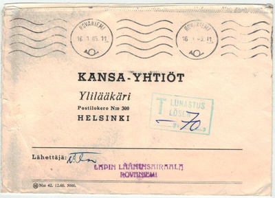 1965 lunastettava kirjelähetys