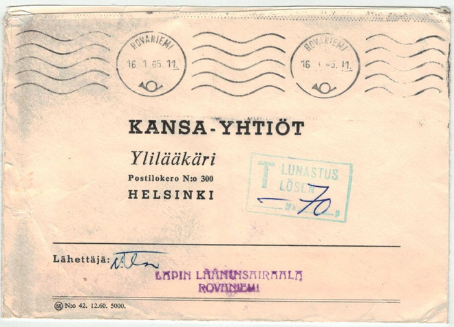 1965 lunastettava kirjelähetys