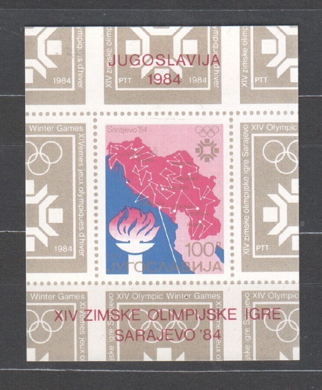 Jugoslavia 1984 Olymåiablokit postituoreena.