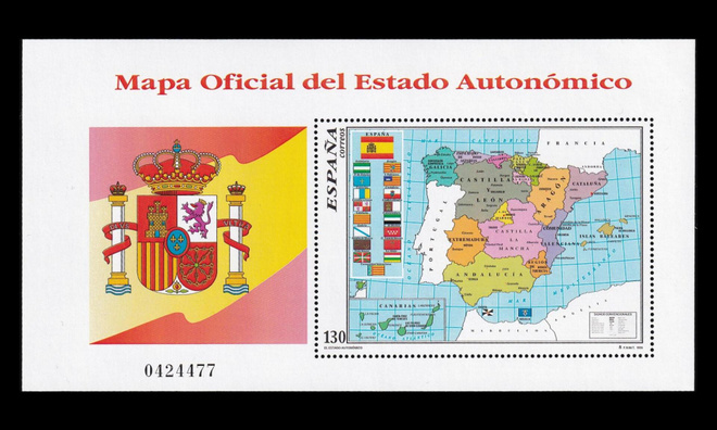 Espanja 3305BL67 ** Autonomisten alueiden kartta (1996)