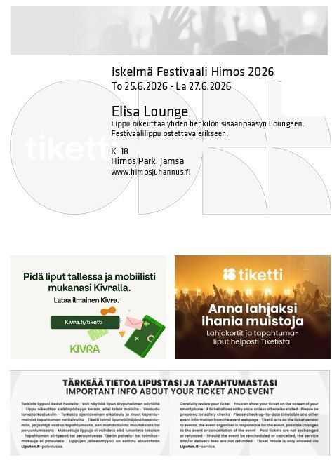 Iskelmä Festivaali Himos 2026 Lounge liput 2kpl