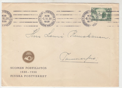 FDC 1938 Posti 300 vuotta 50p