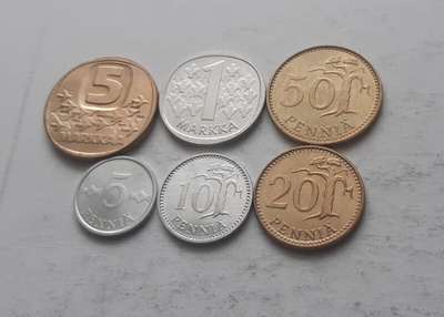5 p - 5 mk, circ+unc, v. 1989