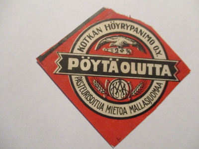 PÖYTÄ OLUTTA KOTKAN HÖYRYPANIMO O.Y (AB12)