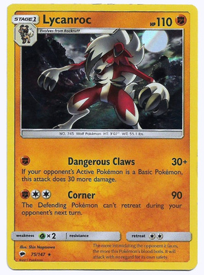 Lycanroc 75/147 Holo Pokemon TCG