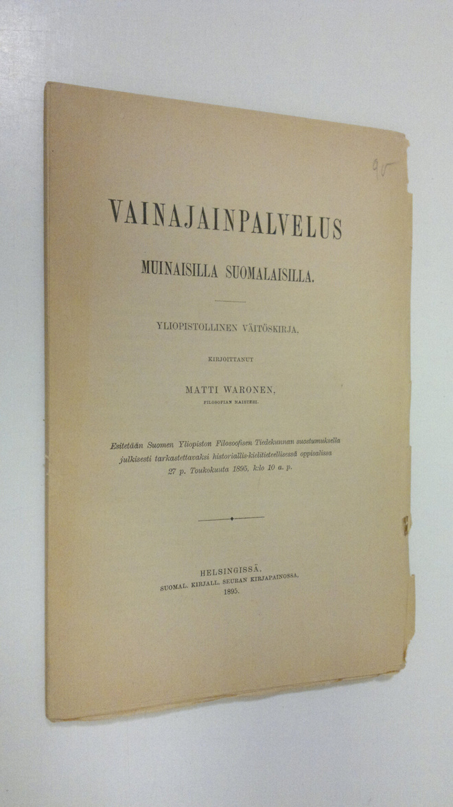 Matti Waronen : Vainajainpalvelus muinaisilla suomalaisil...