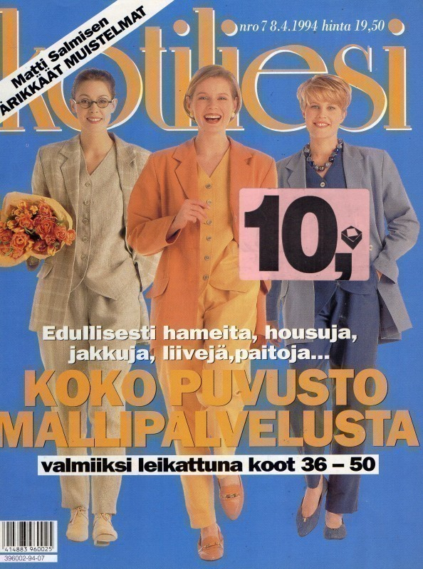 Kotiliesi n:o 7 1994 Kurikka. Matti Salminen. Susan Faludi.