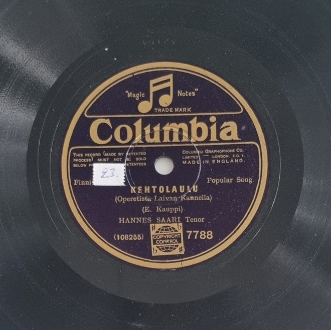Savikiekko 1927 - Hannes Saari - Columbia 7788
