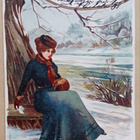 Nuori leidi talvisen puun alla surullisena, p. 1900-l. alku - pikkukuva 1