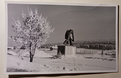 Rovaniemi, Jätkä-patsas ja ympäristöä, talvikuva, ei p.