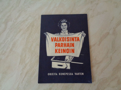 Pyykkikone/ -pyykinpesuopas vuodelta 1957