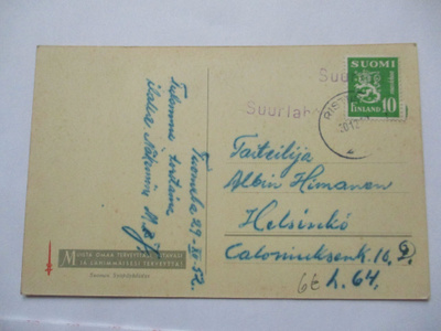 1952 Suurlahti rivil s + Ristiina