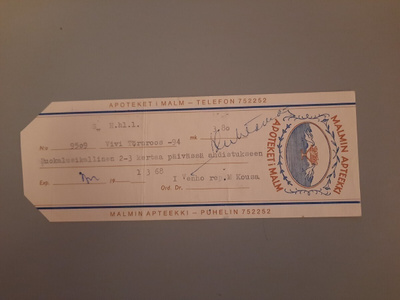 signatuuri helsinki Malmin apteekki malli VI  68