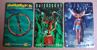 RUISROCK 1994 1995 ja 1999 puhelinkortit