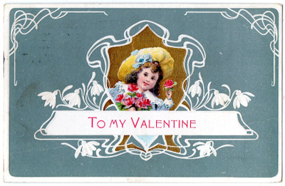 Vanha postikortti-To My Valentine, koho